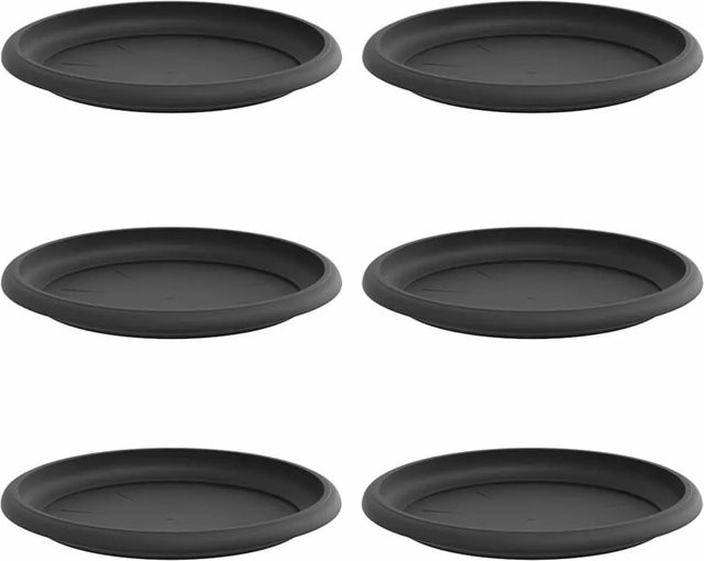 6er Set runde Blumenplatten von vidaXL in Schwarz aus Kunststoff, Durchmesser: 17,5 cm, Höhe: 2 cm - Bild 1