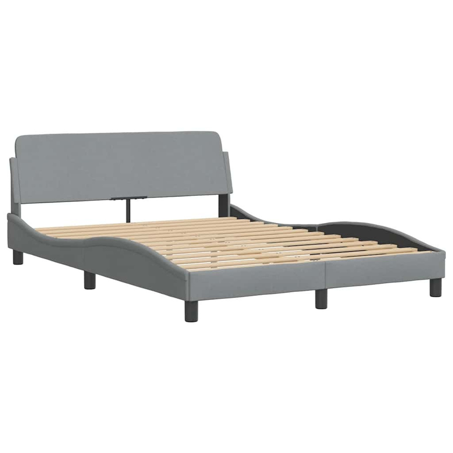 vidaXL Bett mit Matratze in Grau, modern mit Stoffbezug und Schaumstoff, B/T/H: 120 x 200 cm - Bild 2