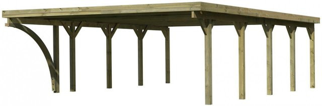 Karibu Doppelcarport Classic 3 Variante B mit einem Einfahrtsbogen, B/T: 563 x 777,5 cm, natur-gruen - Bild 1