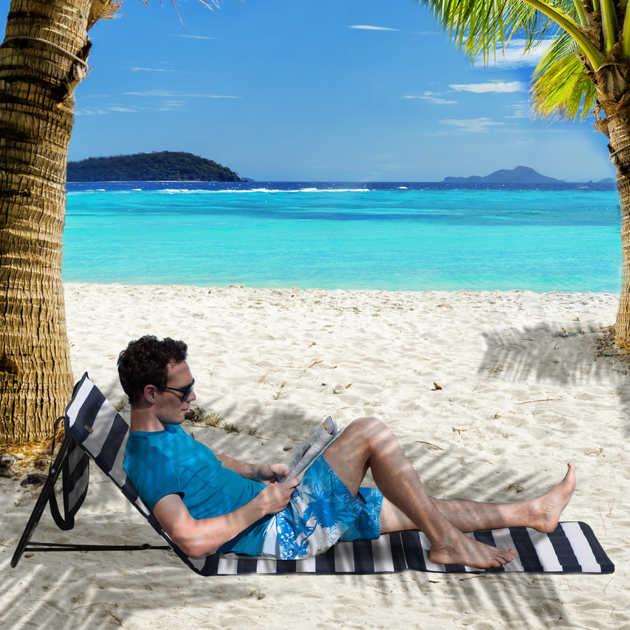 Outsunny Strandliegen 2er-Set aus Oxford-Gewebe und Stahl, Blau und Weiß, B/T/H: 142 x 51 x 40 cm - Bild 3
