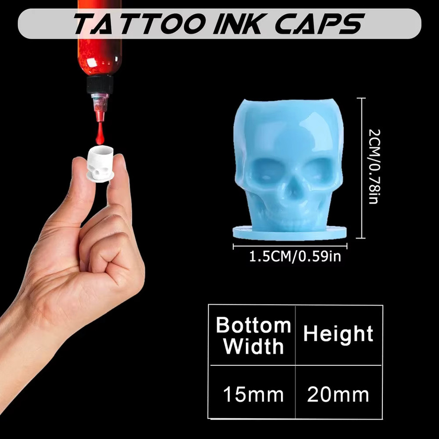 JUN.M Einweg-Tattoo-Tintenbecher mit Basispigmenthalter, 50/100 Stück - Bild 3