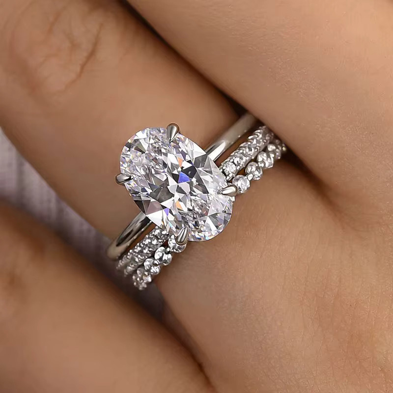 Huitan Ringe Set, Silber, Zirkonia, Damen, Hochzeit - Bild 1