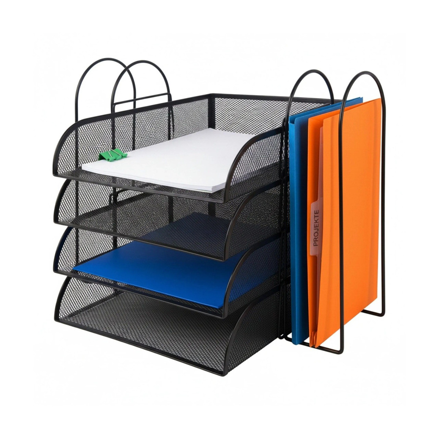 Relaxdays Briefablage aus Metall in Schwarz mit 4 Fächern, B/T/H: 40,5 x 33 x 33,5 cm - Bild 2