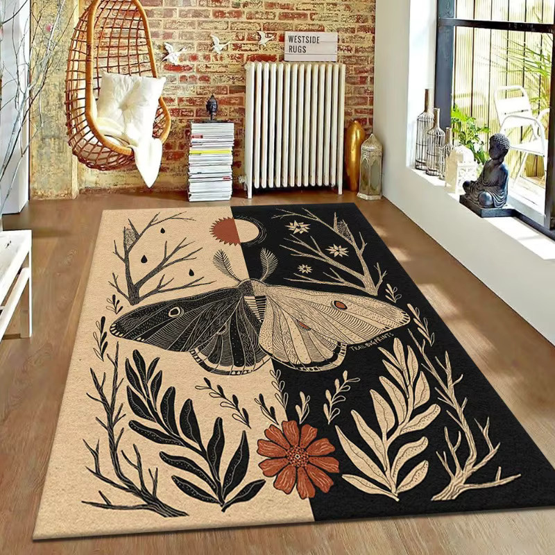 Moderner Teppich mit Schmetterlings-Design in Mehrfarbig für Wohnzimmer und Schlafzimmer - Bild 2