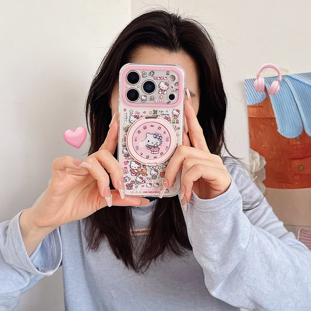 Sanrio Hello Kitty Handyhülle mit 360 Grad drehbarer Ringhalterung für iPhone 17 16 15 14 13 Pro Max - Bild 1
