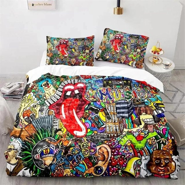 JMG Household Supplies Bettwäsche Set Graffiti Hip Hop Street Art Design, Multicolor, Material Mikrofaser Polyester, B/H: 135 x 200 cm - Bild 1