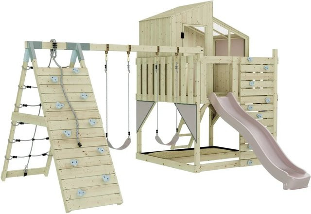 OutdoorToys Spielturm Finn mit Kinderschaukel in Altrosa - Bild 1