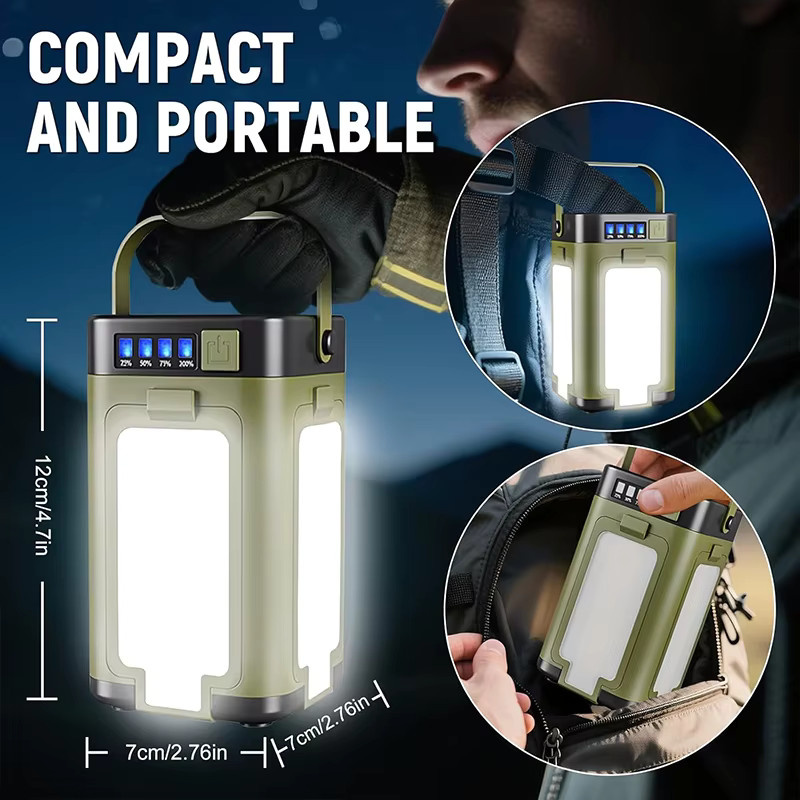 Solar-Campinglampe mit USB-LED und wasserdichter Funktion in Grün für Garten, Angeln und Wandern - Bild 5