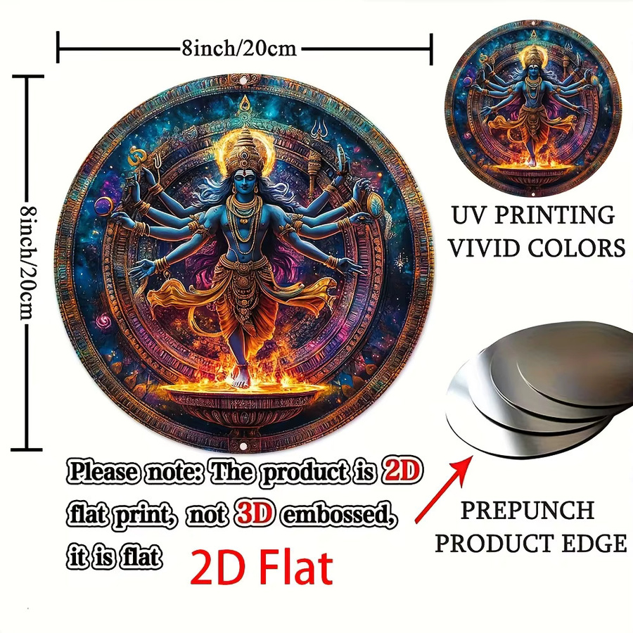 CIFBUY Shiva Wandkunst Indische Hindu-Gottheit Geprägte Aluminium-Dekoration Multicolour B/H: 20,32 x 20,32 cm - Bild 2