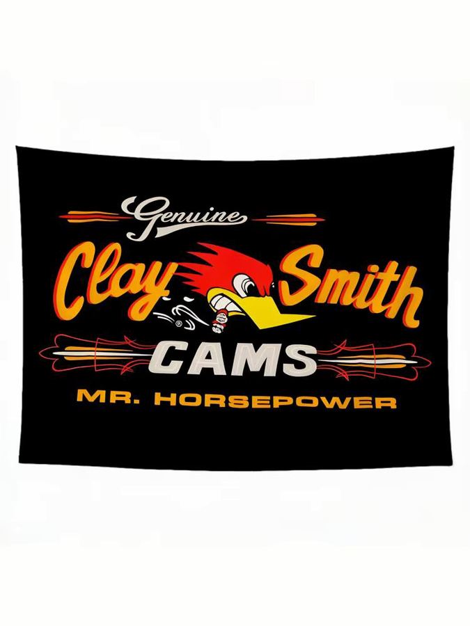 Mr.Horsepower Clay Smith Cams Racing Car Flagge in Weiss und Multicolour mit vier Ringen zum Aufhängen für Innen- und Außendekoration - Bild 4