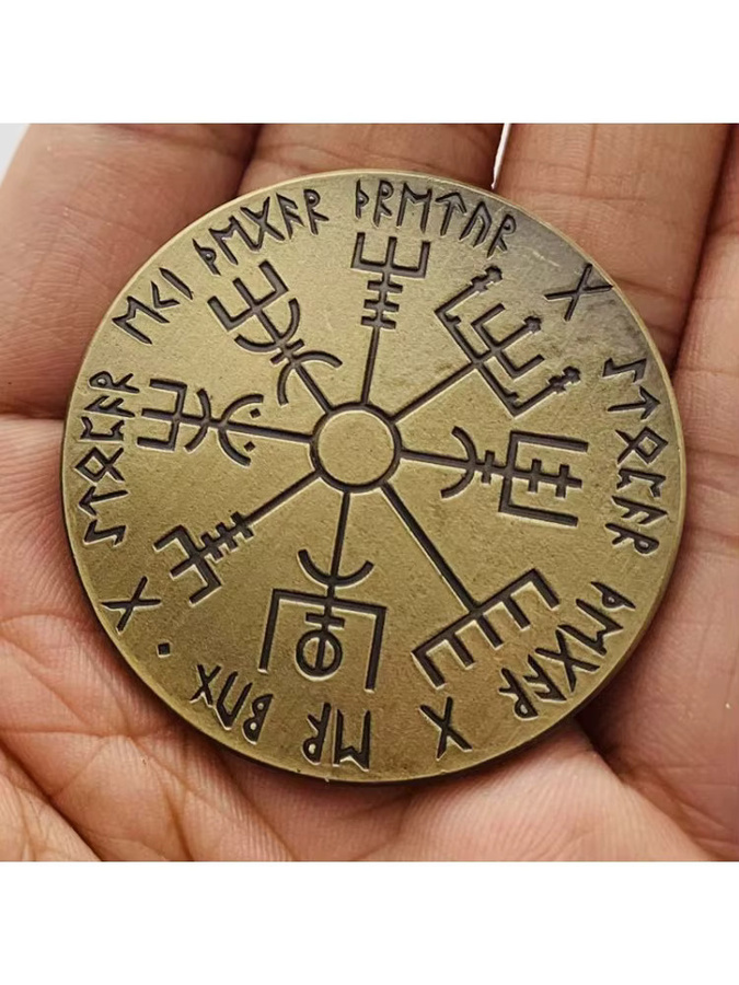 Vegnostiir Wikinger-Souvenirs Gedenkmünzen als Sammlerstück und Glücksmünze in Gold und Grau aus Metall - Bild 2