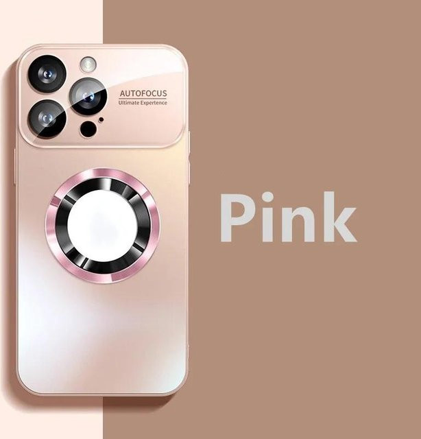 Rui Di Magnetische Titan Metallic Hülle für iPhone kompatibel mit MagSafe in Rosa - Bild 1