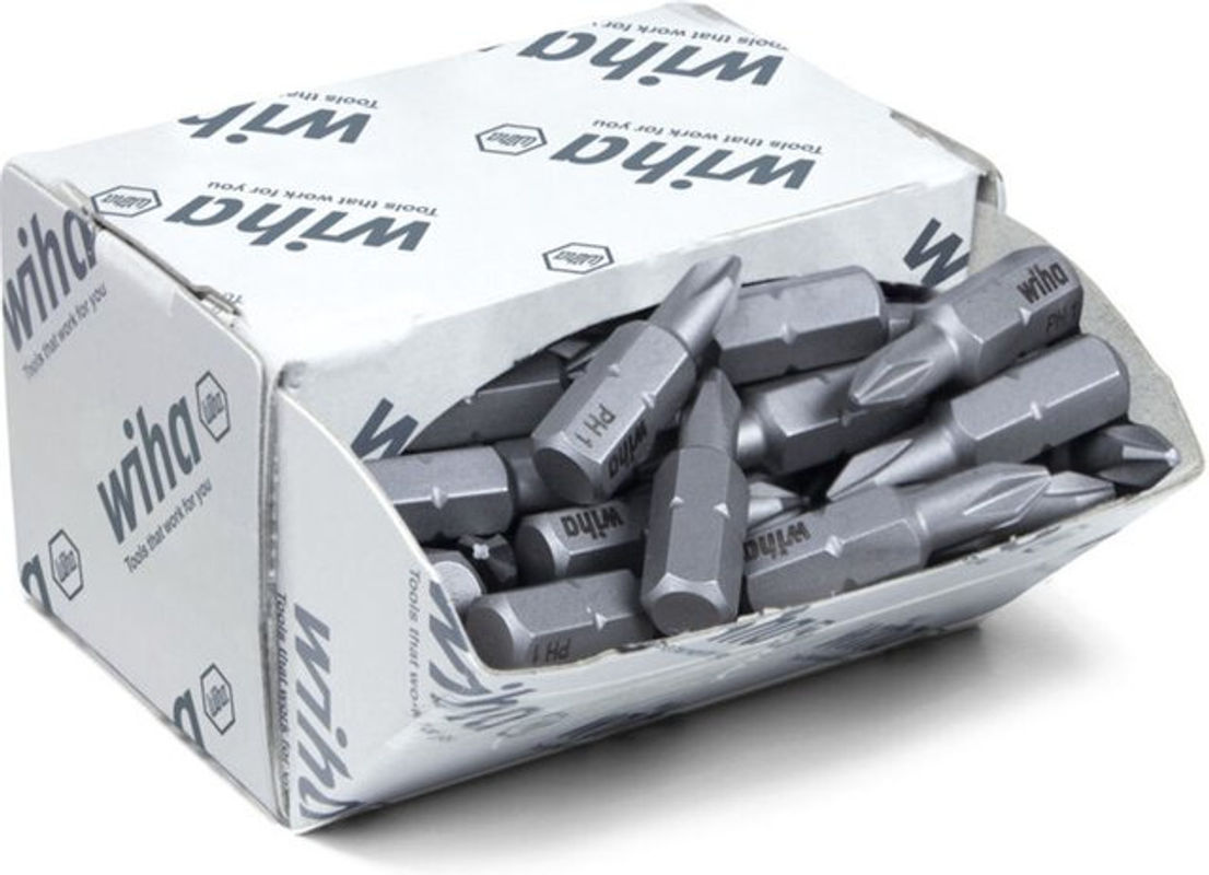 Wiha Kreuzschlitz-Bits PH1 aus Chrom-Vanadium Stahl in Silber, 50er Packung - Bild 2