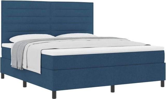 vidaXL Boxspringbett mit Matratze und Kopfteil in Blau, B/T/H: 180 x 200 x 280 cm - Bild 1