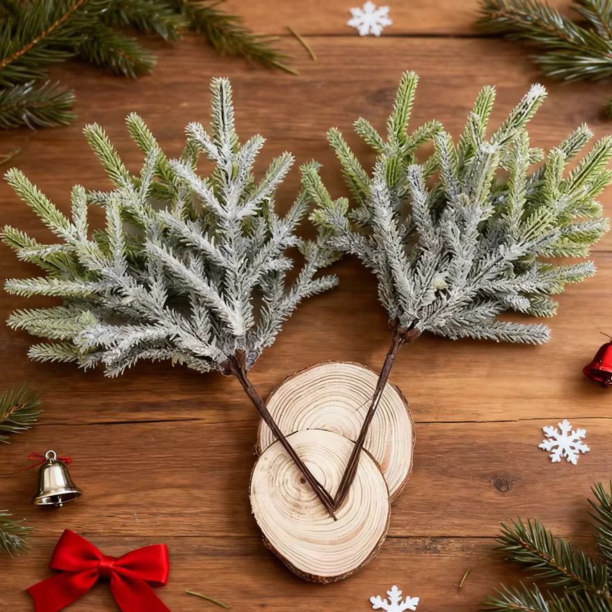 6er Set Künstliche Kiefernzweige in Grün aus Kunststoff für Weihnachtsdekoration und DIY-Geschenke - Bild 3