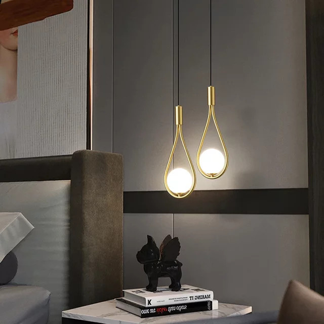LEITELL LED-Pendelleuchte aus Kupfer und Metall in Gold/Messing mit 7 W G9-Glühbirne für Schlafzimmer und Flur - Bild 1