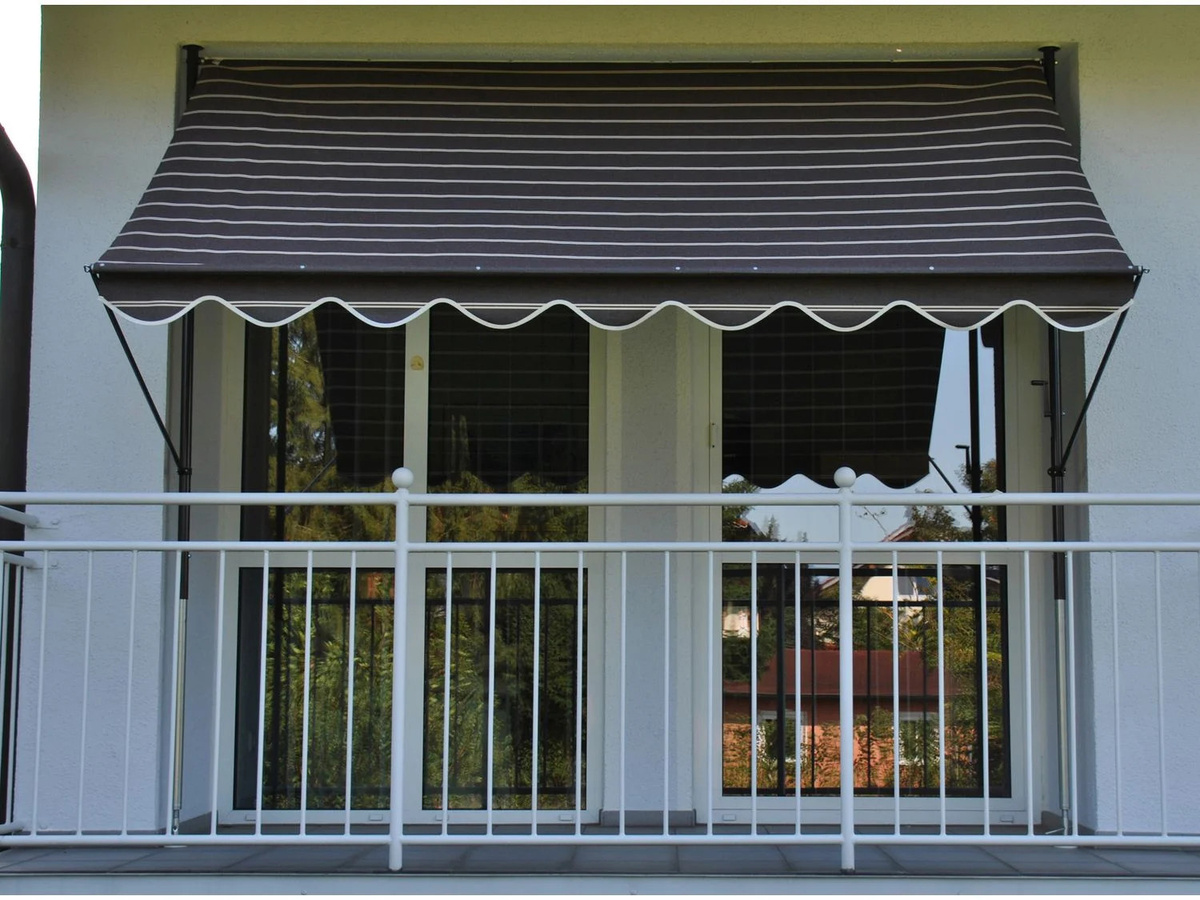 Angerer Klemmmarkise Exklusiv Schokobraun-Creme mit beige Streifen, Breite: 250 cm, Höhe: 150 cm - Bild 3