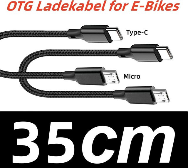 SANGUAN USB-C auf USB-C Ladekabel für Bosch E-Bike Micro A Display zum Laden von Smartphones via OTG, Schwarz, Länge: 35 cm - Bild 1