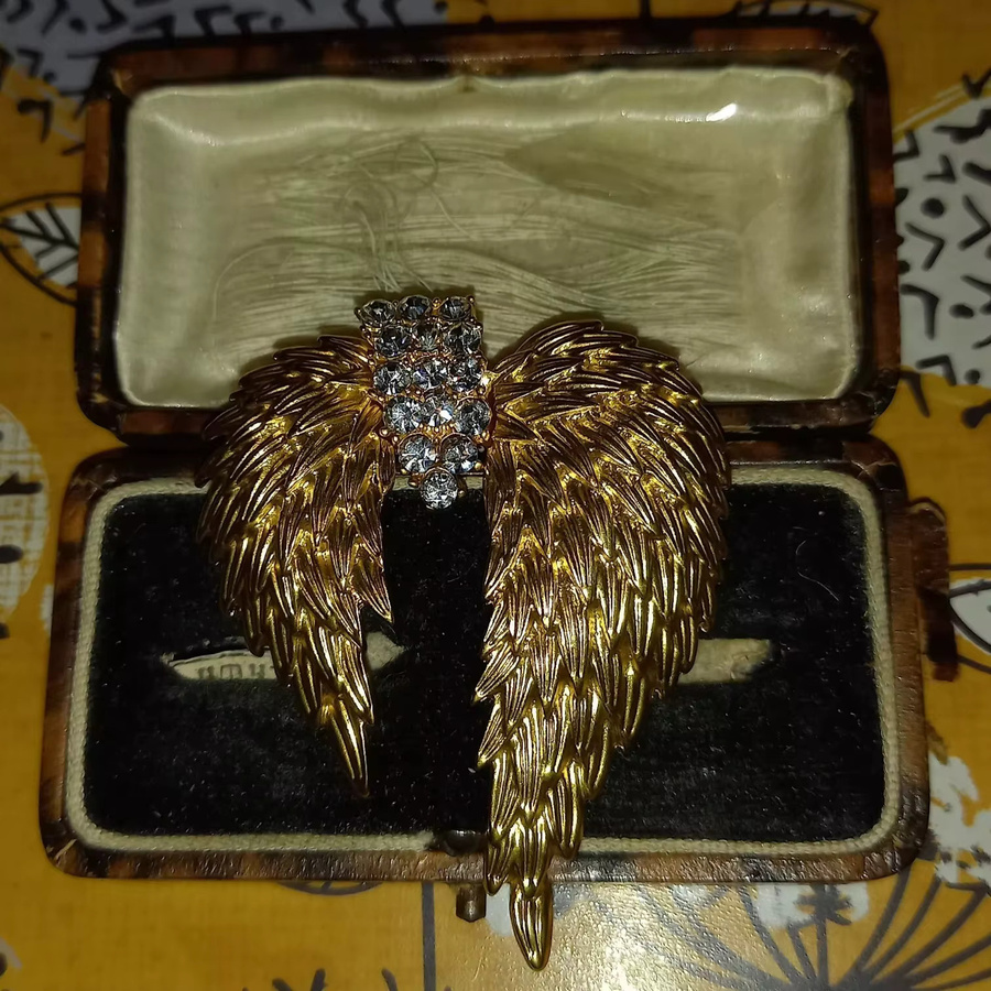 SKEDS Brosche, Feder, Goldene Kristall, Unisex - Bild 2