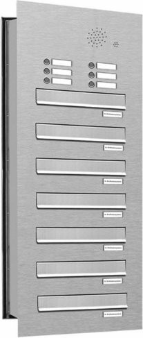 AL Briefkasten für 7 Parteien, Mauerdurchwurf, silberfarben, B/H/T: 153,237 x 103,5 x 48,0 cm - Bild 1