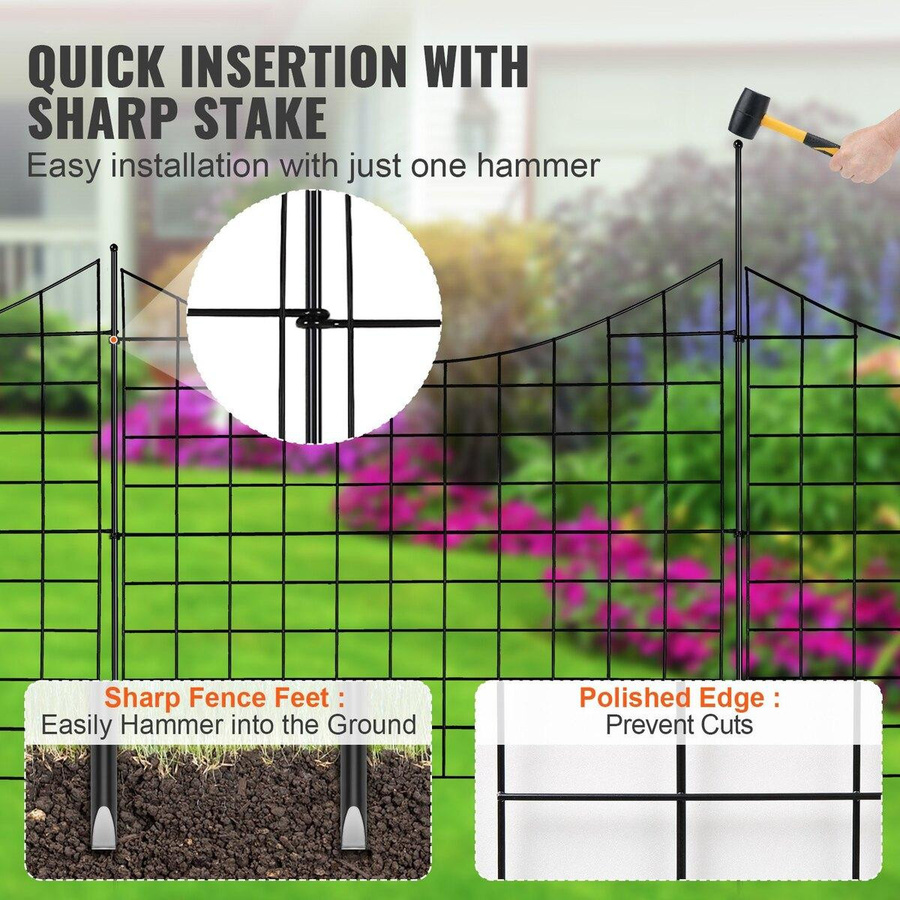 Buying Solutions MB Tierabwehrzaun aus Metall in Schwarz, dekorative Gartenbegrenzung ohne Bohren, Höhe: 93,0 cm, Länge: 74,93 cm - Bild 5