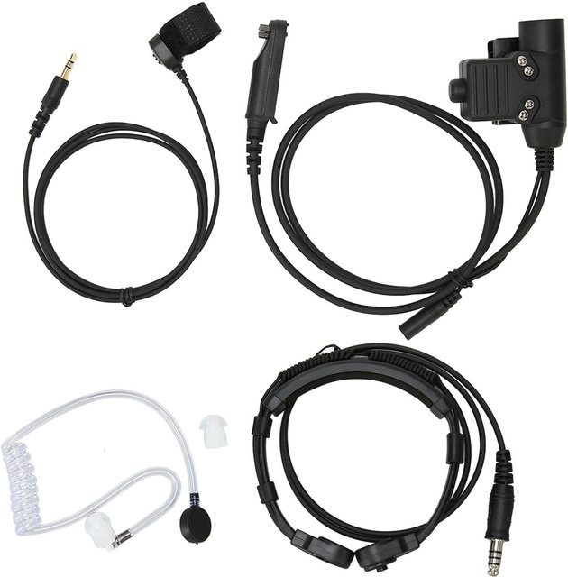 Neoglint Kehlmikrofon-Headset In-Ear mit 3,5 mm Klinkenstecker und PTT-Adapter in Schwarz für Baofeng UV-9R UV-9R PLUS UV-XR - Bild 1