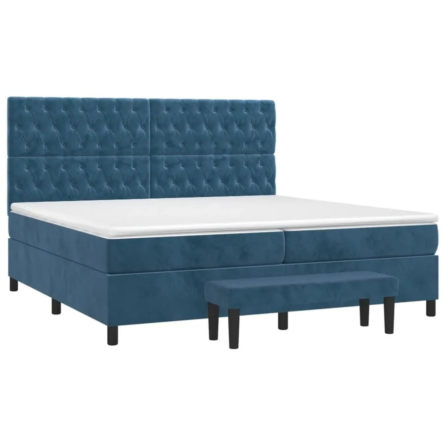 vidaXL Boxspringbett Hybrid mit Matratze und Kopfteil Dunkelblau Samt B/T: 200 x 200 cm - Bild 2
