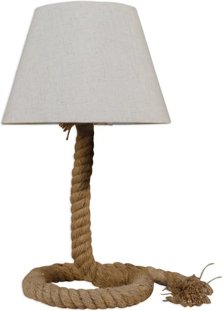 Näve Tischleuchte Rope in Weiß und Beige mit Jute-Textil und E27 Fassung - Bild 1