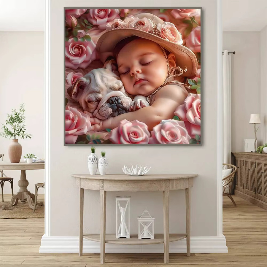 Huacan 5D Diamant-Gemälde rund mit floralem Motiv in Multicolour, Durchmesser: 30 cm - Bild 3