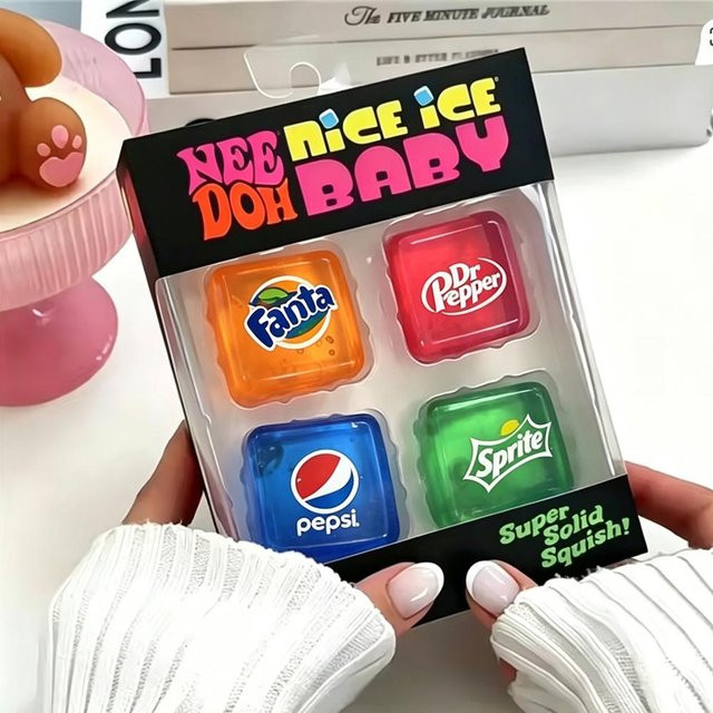 Needoh Teenie Nice Eiswürfel Fidget Spielzeug, 4er Pack Set, Squishy - Bild 1