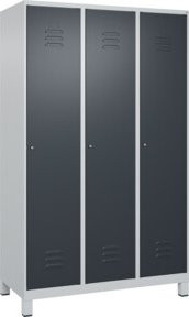 C+P Spind Classic PLUS Garderobenschrank mit 3 Abteilen, Grau/Anthrazit, H x B x T: 195 x 120 x 50 cm - Bild 1