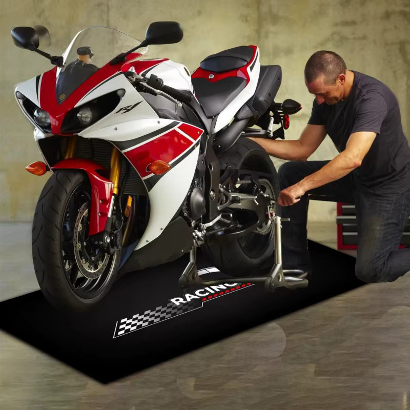 VIKAMA Racing Motorrad-Bodenmatte in Schwarz, waschbar und rutschfest - Bild 2