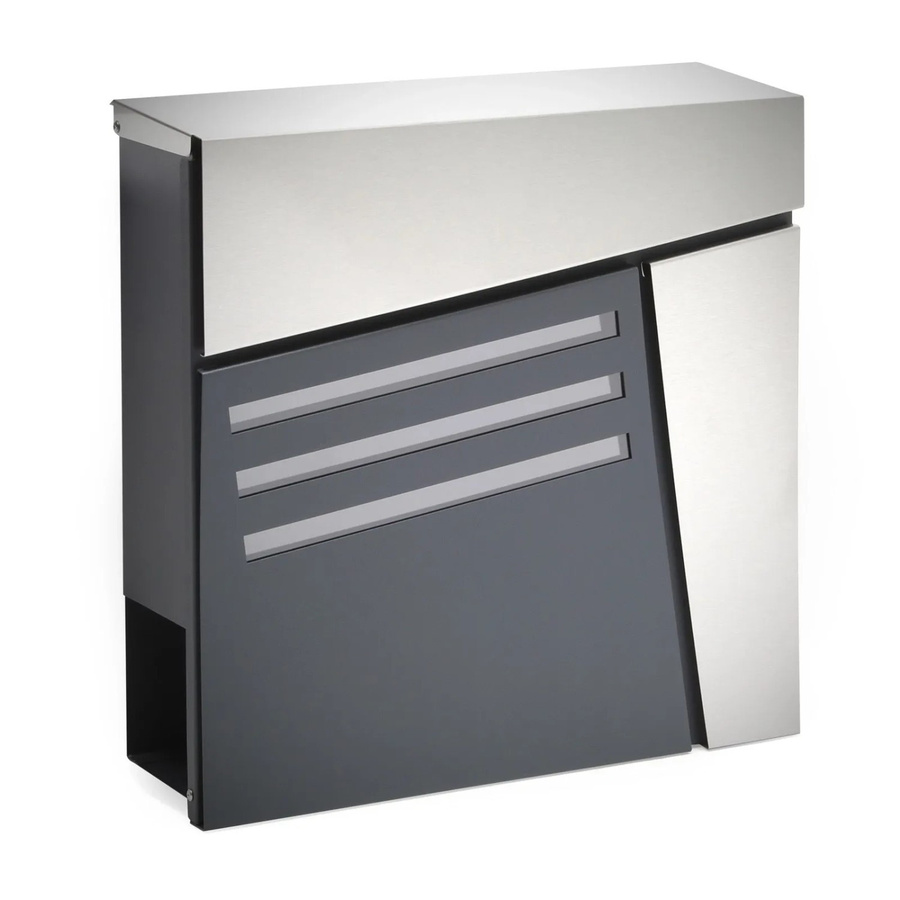 Wiltec Briefkasten V25 aus Edelstahl in Anthrazit, Wandmontage, H x B x T: 37 x 37 x 10,5 cm - Bild 2
