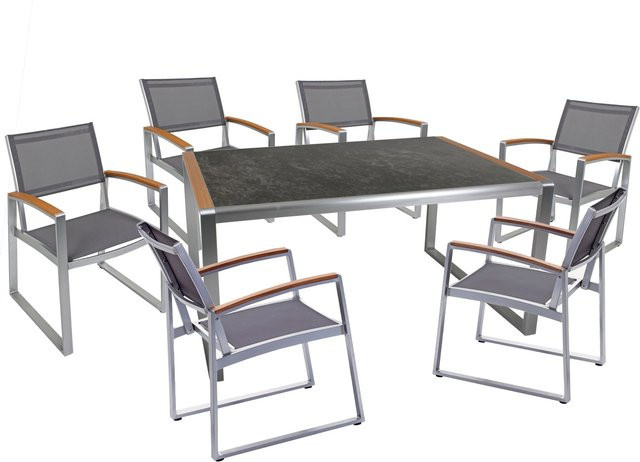 Garden Pleasure Gartenmöbel-Set Averna 7-teilig in Grau mit Aluminium und Glas - Bild 1