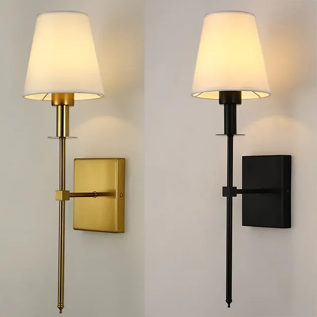 Lava Corki Moderne Amerikanische LED Wandlampe mit Stofflampenschirm für Badezimmer, Schlafzimmer und Korridor - Bild 1