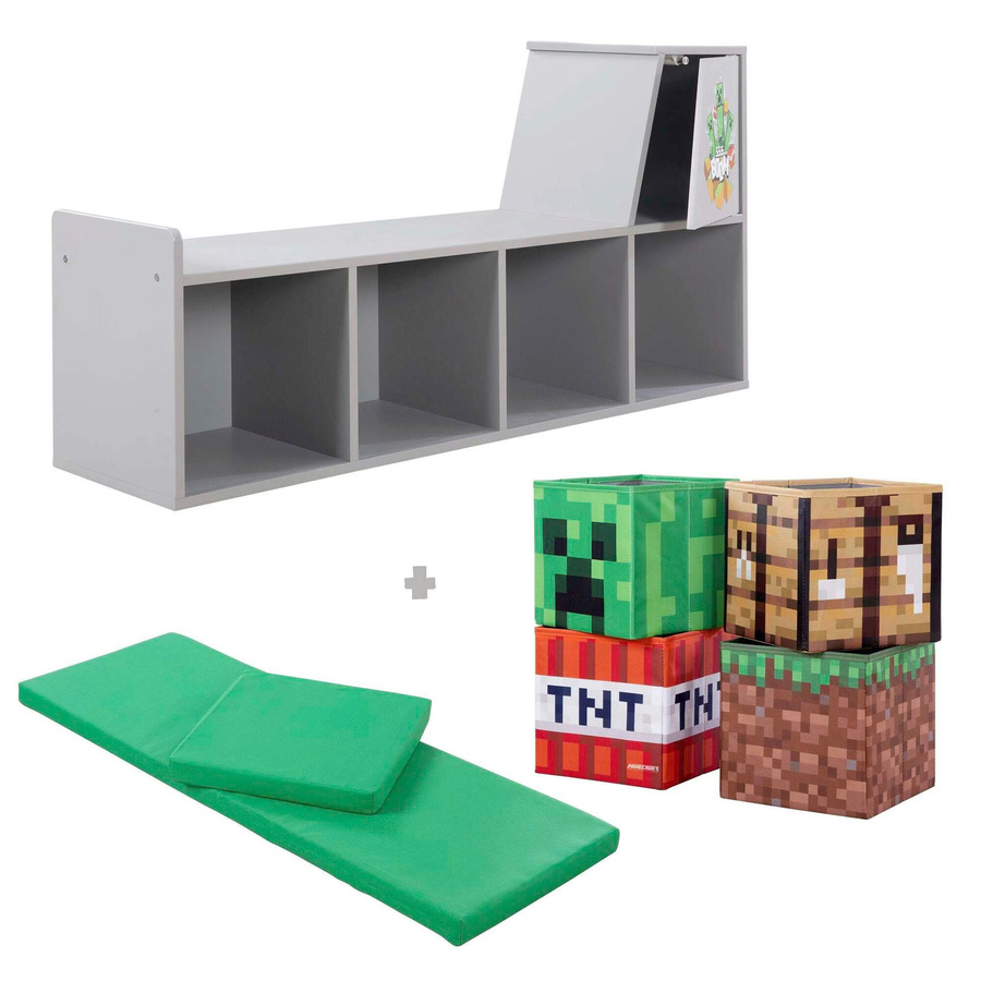 PHOENIX Minecraft Sitzbank mit Sitzkissen und Stauraum, B/H: 119 x 60 cm, bunt/grau - Bild 1
