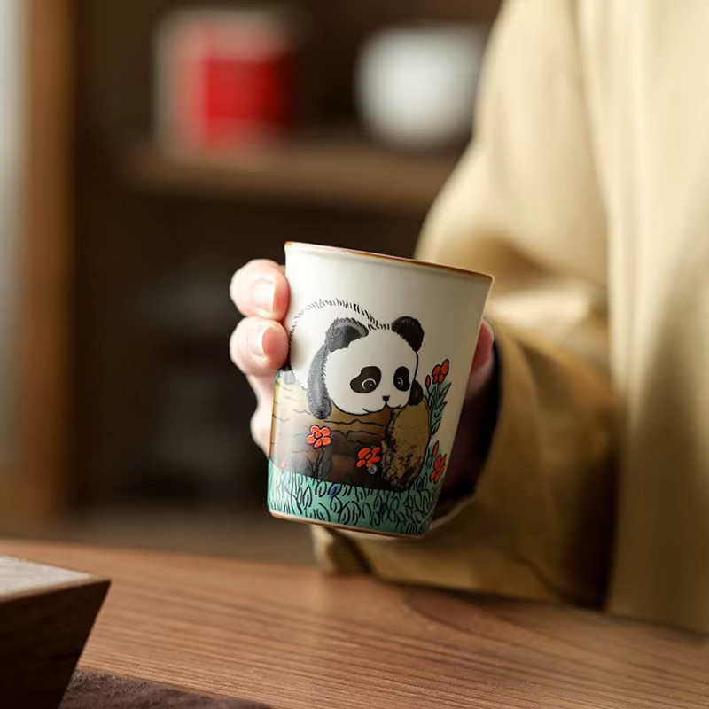 Ru Ofen Panda Keramiktasse in Weiß für Tee und Wasser - Bild 2