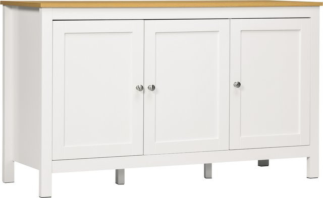 HOMCOM Sideboard Schrank in Weiß mit 3 Türen und 2 höhenverstellbaren Regalen, B/T/H: 120 x 40 x 70 cm - Bild 1