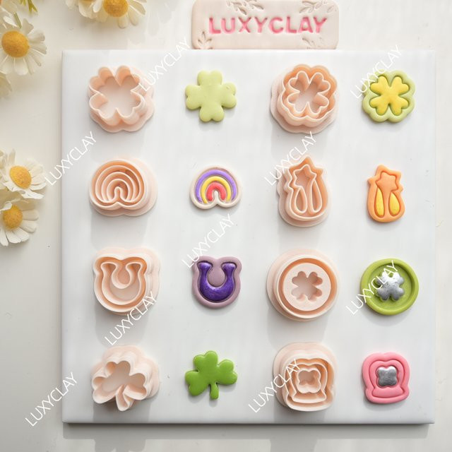 8 Stück Kleeblatt-Ohrring-Formen aus Kunststoff für DIY-Schmuck und Anhänger, Multicolor - Bild 1