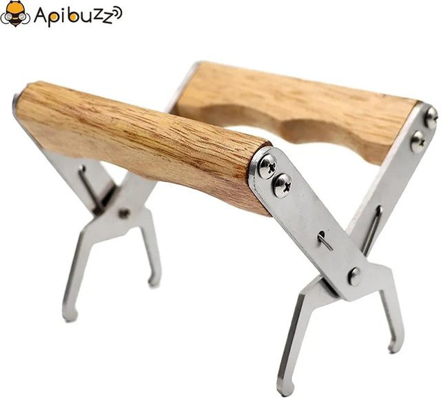 Apibuzz Bienenrahmenhalter mit Holzgriff in Beige und Braun - Bild 1