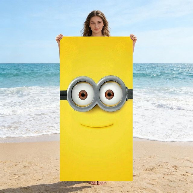 Bananamaster Strandtuch mit niedlichem Wesen Motiv, schnelltrocknend, Gelb, B/B: 140 x 180 cm - Bild 1