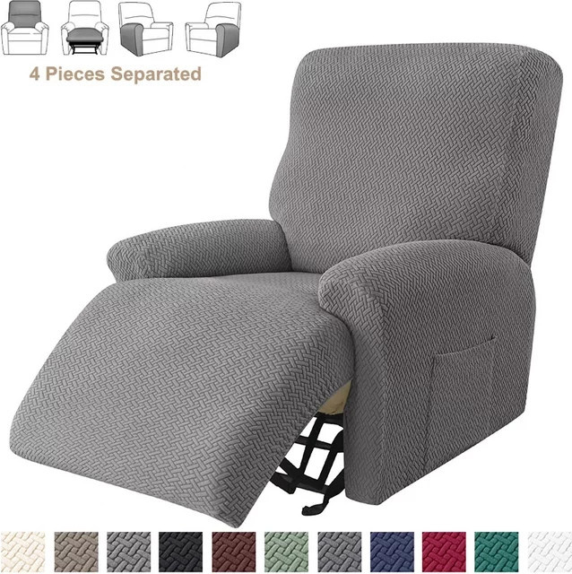 WANERQU Jacquard-Stretch-Sesselbezug für Liegestühle, elastischer und rutschfester Schonbezug in Beige oder Grau - Bild 1