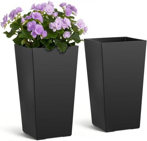 VEVOR 2er-Set Pflanztopf aus PP-Kunststoff, quadratisch, Schwarz, B/T/H: 30 x 30 x 55 cm - Bild 1