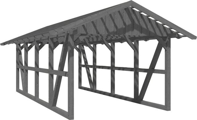 Skan Holz Carport Schwarzwald aus Fichtenholz mit Dachlattung und Satteldach in Grau, Breite: 424 cm, Breite: 772 cm - Bild 1