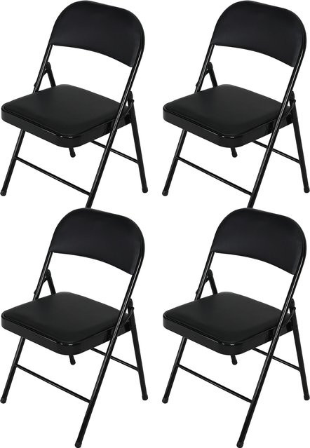 HTI-Living Klappstuhl Wedigo 4er-Set aus Kunstleder in Schwarz mit pulverbeschichtetem Stahlgestell - Bild 1