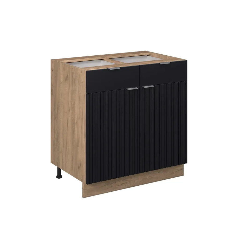 Vicco Küchenunterschrank Fame-Line Eiche Schwarz Gestreift Breite: 80 cm ohne Arbeitsplatte - Bild 3