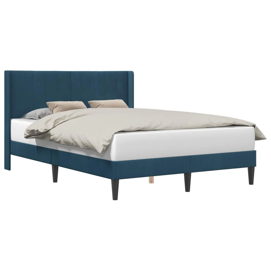 vidaXL Bettrahmen mit Kopfteil aus Samt in Blau, B/T: 140 x 190 cm - Bild 2