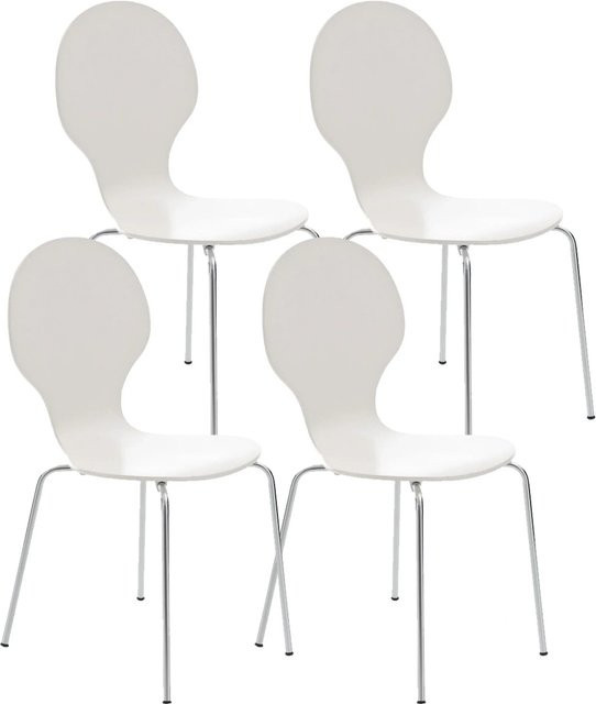 4er Set DELUKE Besucherstühle ATHENS Konferenzstühle und Bürostühle aus Holz und Metall in Weiß, B/T/H: 43 x 45 x 86 cm - Bild 1