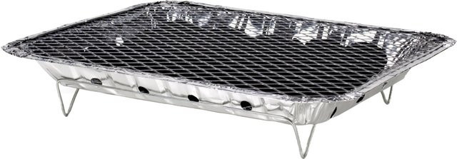Flash Einweggrill mit Holzkohle in Silber, B/T/H: 24 x 31 x 4 cm - Bild 1