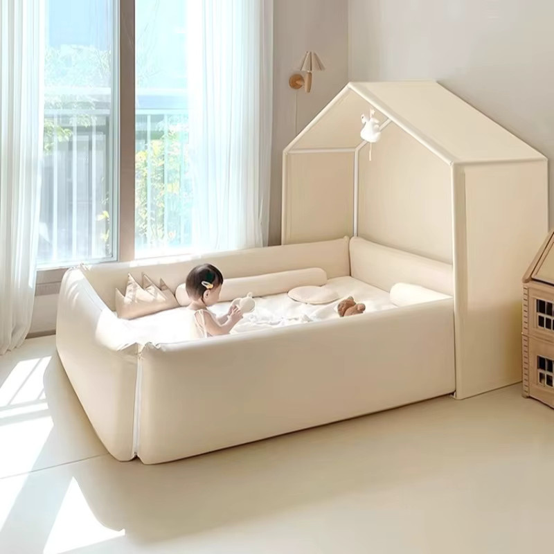 DUTRIEUX Sicherheitsgeländer für Babybetten mit Stoff und Kunststoff, Design Hausrahmen, Breite: 120 cm, Länge: 200 cm - Bild 2